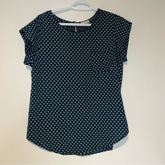 Lily White Tops - Lily White Black and Blue Geometric Blouse